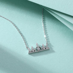 S925 Silver Princess Crown Zircon Necklace