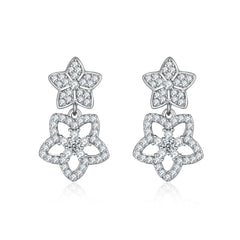 S925 Silver Zircon Tassel Earrings