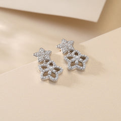 S925 Silver Zircon Tassel Earrings