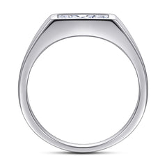 S925 Men's Rectangle CZ Ring - Modern Band