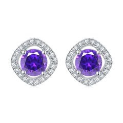 925 Silver Square Halo Earrings