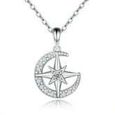 S925 Silver Hexagram Star Moon Zircon Necklace