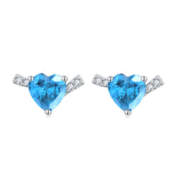 S925 Silver Heart Zircon Stud Earrings