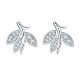 925 Silver Leaf Zirconia Earrings