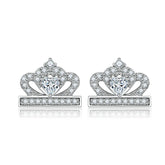 925 Silver Crown Heart Studs