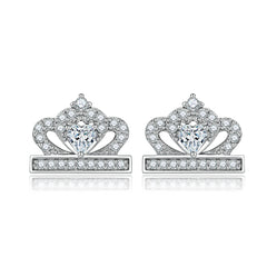 925 Silver Crown Heart Studs