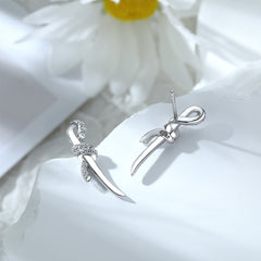 925 Silver Twisted Bow Earrings Studs