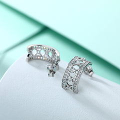 S925 Silver Half Hoop Zircon Earrings