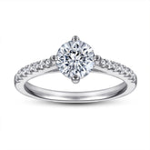 925 Silver Four-Prong Pavé Wedding Band