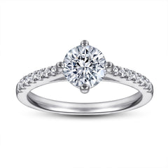 925 Silver Four-Prong Pavé Wedding Band
