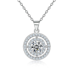 S925 Silver Round Dial Pendant Necklace