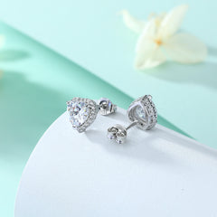 Gemstone Heart S925 Silver Stud Earrings