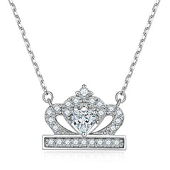 S925 Silver Crown Heart Zircon Necklace