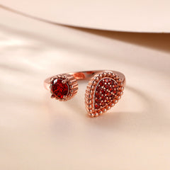 925 Silver Ruby Open Adjustable Ring