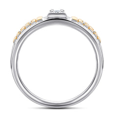 S925 Men's Two-Tone CZ Ring - Gold/Silver Plated