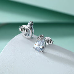 S925 Silver Pear Leaf Studs
