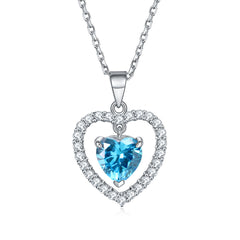 S925 Silver Ruby Heart Zircon Necklace
