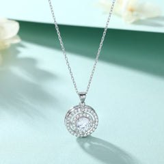 S925 Silver Round Dial Pendant Necklace