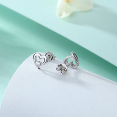 925 Silver Geometric Heart Studs