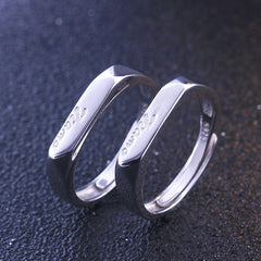 S925 Ti Amo Couple Rings - Adjustable Silver Bands