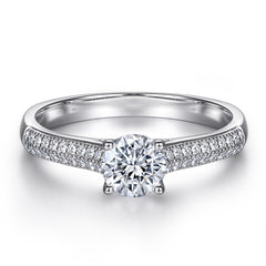 925 Silver Row Prong Ring Necklace Earrings Jewelry Set