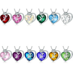 S925 Silver Rose Ruby Heart Necklace