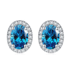 S925 Silver Birthstone Zircon Stud Earrings