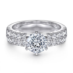 925 Silver Double Row Six-Prong Ring