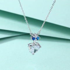 S925 Silver Blue Zircon Heart Necklace
