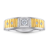 S925 Men's Two-Tone CZ Ring - Gold/Silver Plated