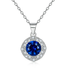S925 Silver Blue Zircon Pendant Necklace