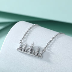 S925 Silver Princess Crown Zircon Necklace