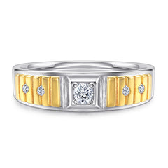 S925 Men's Two-Tone CZ Ring - Gold/Silver Plated