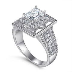 925 Silver Vintage Square CZ Ring