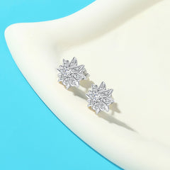 S925 Silver Sunflower Star Studs
