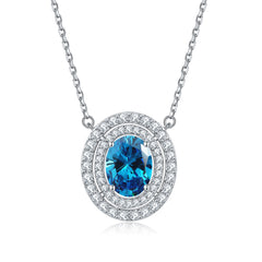 S925 Silver Oval Zircon Necklace