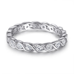 925 Silver Wave Design Pavé Ring