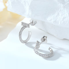 925 Silver Double C Zirconia Hoops