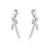925 Silver Twisted Bow Earrings Studs