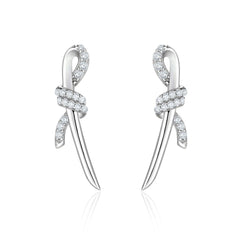 925 Silver Twisted Bow Earrings Studs