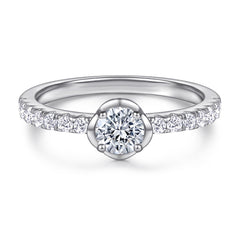 925 Silver Flower Ring Earrings Necklace Set