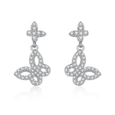 S925 Silver Butterfly Dangle Earrings