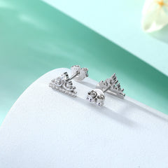 S925 CZ Crown Earrings - Celestial Silver Jewelry