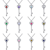 S925 Silver Birthstone Key Necklace