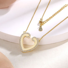 S925 Silver Gold Heart Pendant Necklace