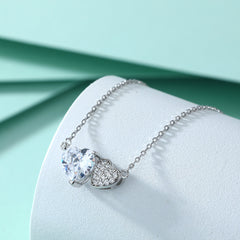 S925 Silver Double Heart Zircon Necklace