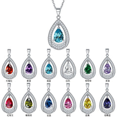 S925 Silver Aquamarine Drop Necklace