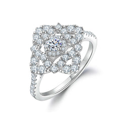 925 Silver Clover Ring Square Earrings Diamond Necklace