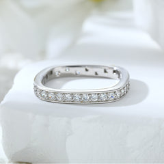 925 Silver Single Row Square Diamond Ring