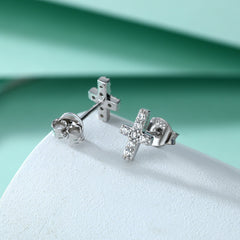 S925 Silver Cross Stud Earrings